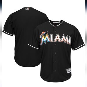 Men's Majestic Black Miami Marlins  Cool Base Team Jersey George Stanton sz 6x